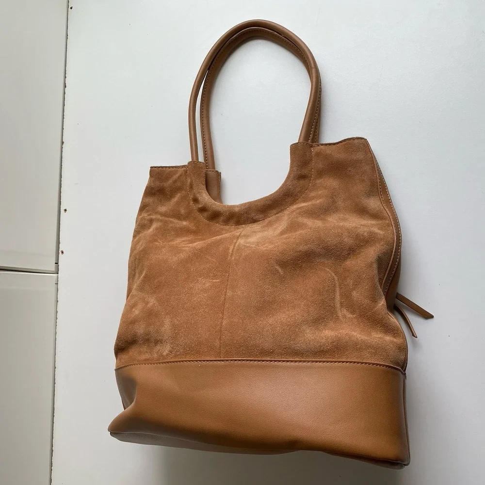 Sole Society Tan Brown Faux Leather Suede Handbag Shoulder‎ Bag Boho Vibes
